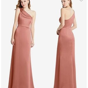 New!‎ LOVELY MADDIE LBO28 SHIRRED ONE-SHOULDER SATIN DRESS 
DESERT ROSE Sz 6